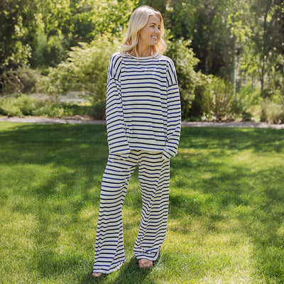 Slip On Jersey Trouser, Royal Stripe