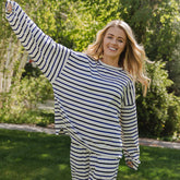 Oversized Jersey Crew, Royal Stripe