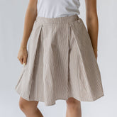 Pleated Skirt, Brown and White Stripe