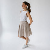 Pleated Skirt, Brown and White Stripe