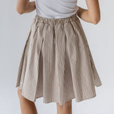 Pleated Skirt, Brown and White Stripe