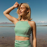 Kelly Green Stripe Switchback Crop