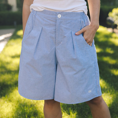 Paige Bermuda Shorts, Navy Micro Stripe
