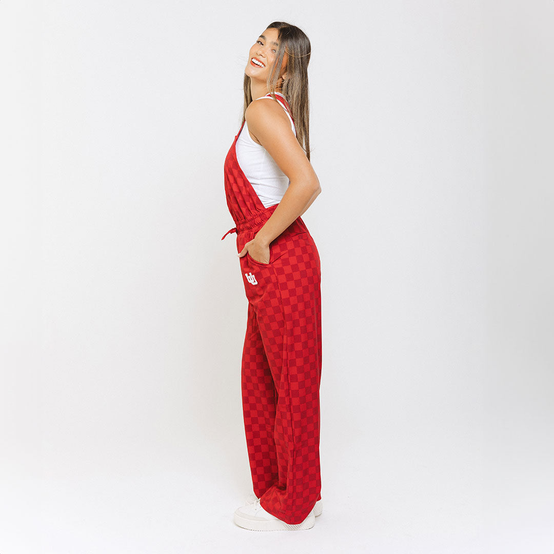 Utah Audrey Trouser Overalls, Crimson Check - Albion Fit
