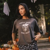 Perfect Bow Skull Tee, Charcoal