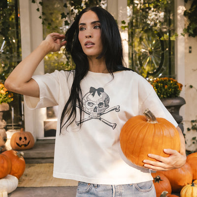Perfect Bow Skull Tee, Natural