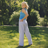 Striped Button Trouser, Blue