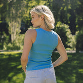Cotton Rib High Neck Tank, Ocean