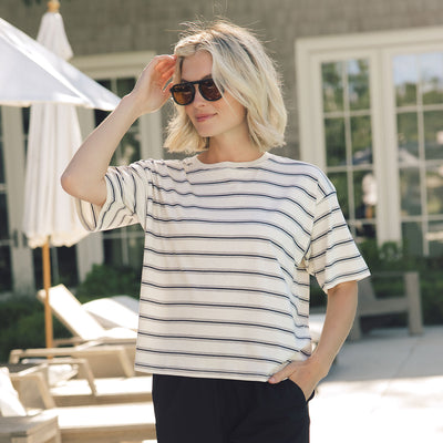 Perfect Oversized Tee, Black and White Stripe