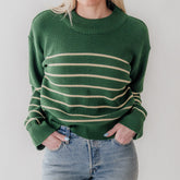 Alpine Knit Sweater, Green Stripe