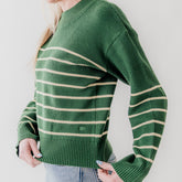 Alpine Knit Sweater, Green Stripe