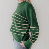 Alpine Knit Sweater, Green Stripe