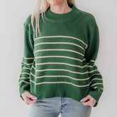 Alpine Knit Sweater, Green Stripe