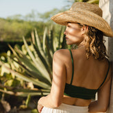 Rise Bikini Top, Palm Green Terry