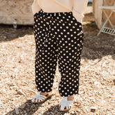 Mini Audrey Wide Leg Pants, Black Polka Dot