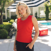 Cotton Rib Scoop Tank, Poppy