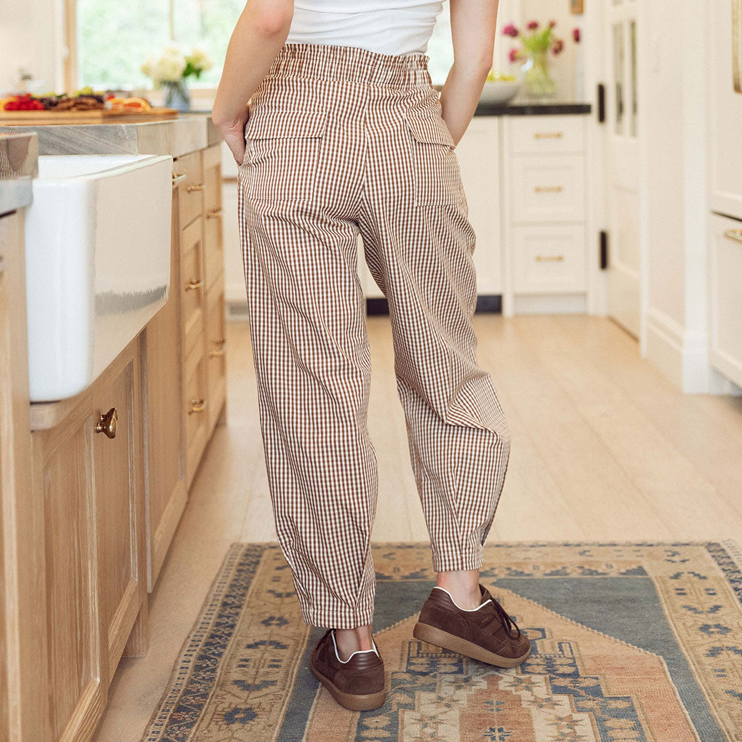 Balloon Pants, Brown Gingham - Albion Fit