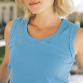 Cotton Rib Scoop Tank, Ocean