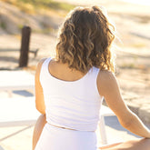 Ruched Crop Top, White Terry