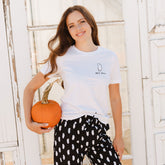 Boyfriend Tee, White Embroidered Hey Boo