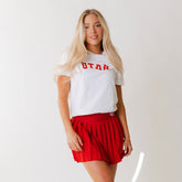 Utah Boyfriend Tee, White Crimson Western