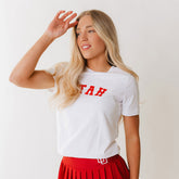 Utah Boyfriend Tee, White Crimson Western