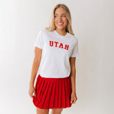 Utah Boyfriend Tee, White Crimson Western