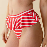 Red/White Stripe Peplum Bikini Bottoms