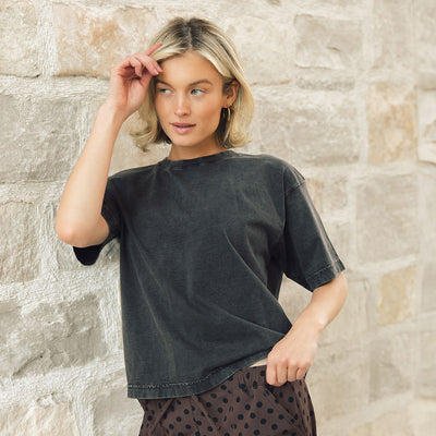 Perfect Oversized Cotton Tee, Vintage Black