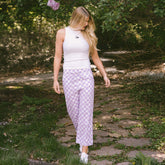 Disney Audrey Wide Leg Pants, Purple Check