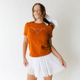 Texas Embroidered Tee, Burnt Orange