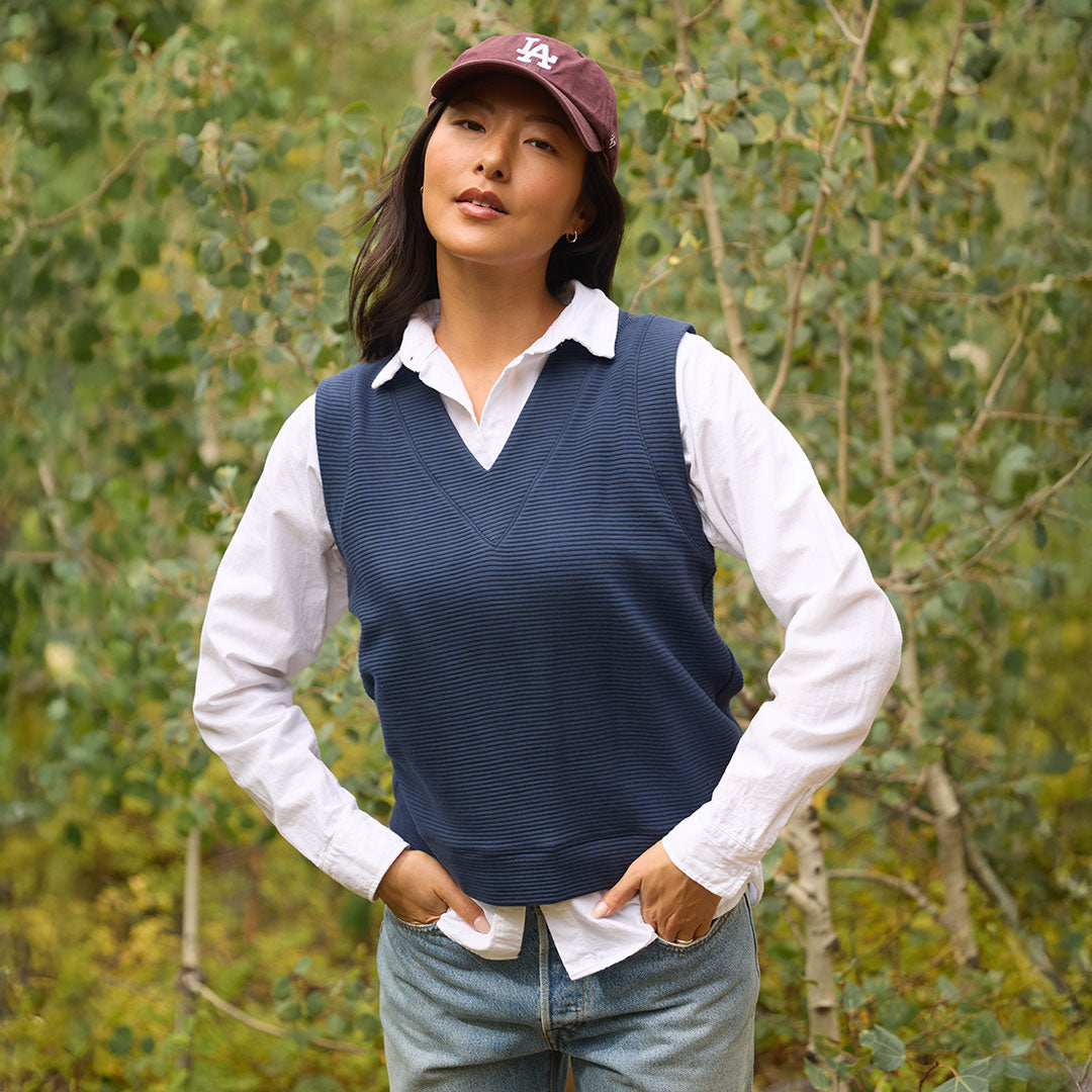 Atlas Ribbed Vest, Navy - Albion Fit