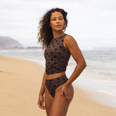 Ruched Crop Top, Black Cocoa Dot