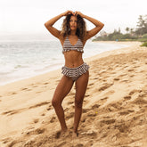 Triangle Bikini Top, Cream Cocoa Stripe