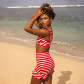 Red/White Stripe Bella Crop Top