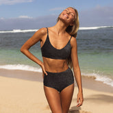 Rise Bikini Top, Black Sparkle