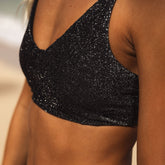 Rise Bikini Top, Black Sparkle