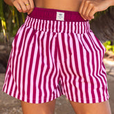 Double Boxer Shorts, Cranberry Stripe