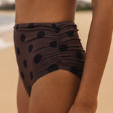 Black Cocoa Dot Ruched Midi Bottoms
