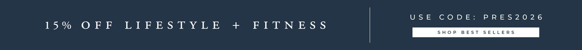 Promotional banner with 15% off lifestyle and fitness offer and a discount code.