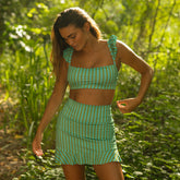 Kiwi Stripe High-Waisted Swim Skirt