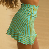 Kiwi Stripe High-Waisted Swim Skirt
