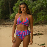 Triangle Bikini Top, Berry Stripe