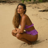 Triangle Bikini Top, Berry Stripe