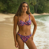 Showgirl Bikini Top, Berry Micro Floral