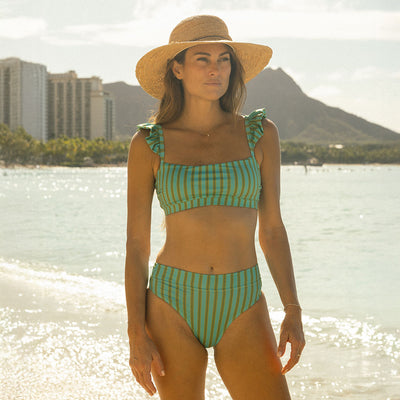 Kiwi Stripe Bella Crop Top