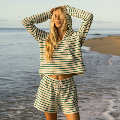 High Tide Pullover, Green Stripe