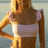 Lavender Houndstooth Bella Crop Top