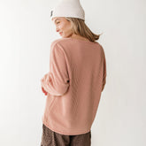 Sabrina Ribbed Pullover, Dusty Rose