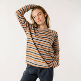 Riley Long Sleeve Stripe Tee, Navy/Rust